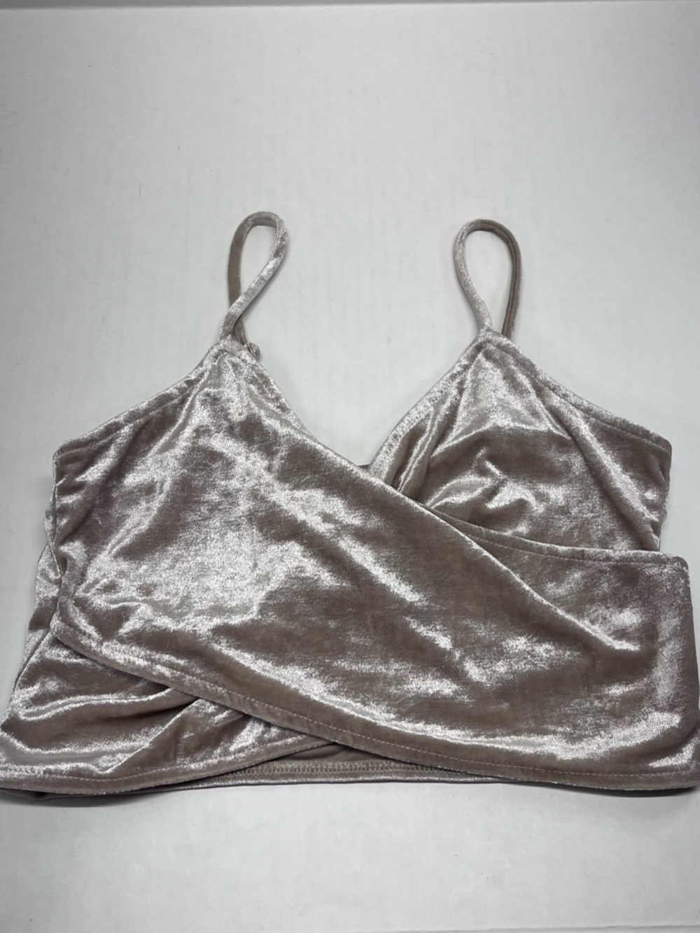 Velvet Wrap Crop Top in Light Gold - Womens Small Fairy Wrap